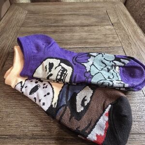 Novelty Men's No-Show Socks in Purple, Peach, Brown